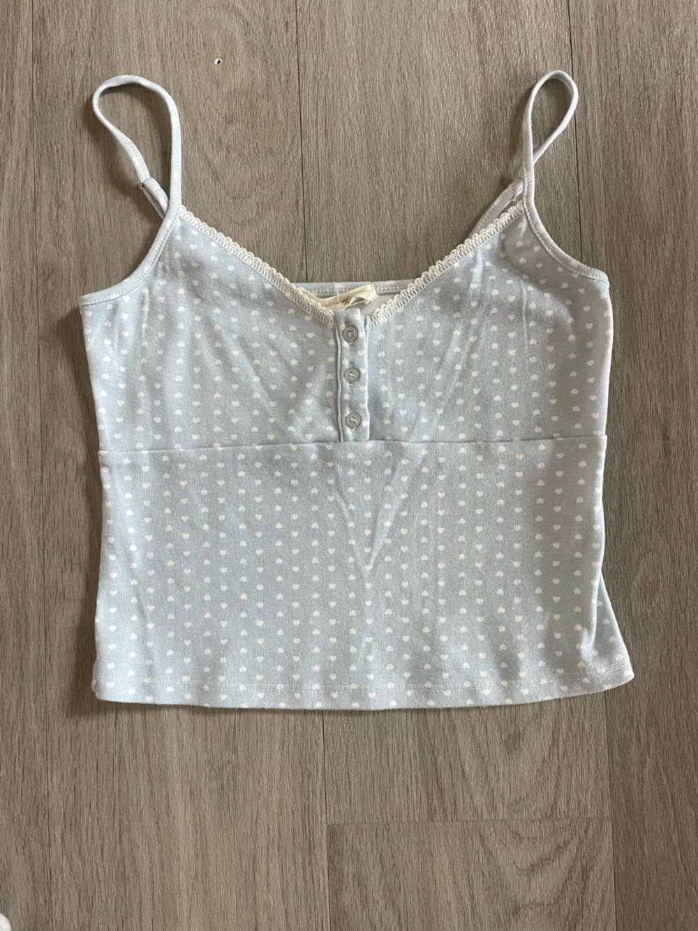 Light blue/White Polka Dot Cropped Cami Tank